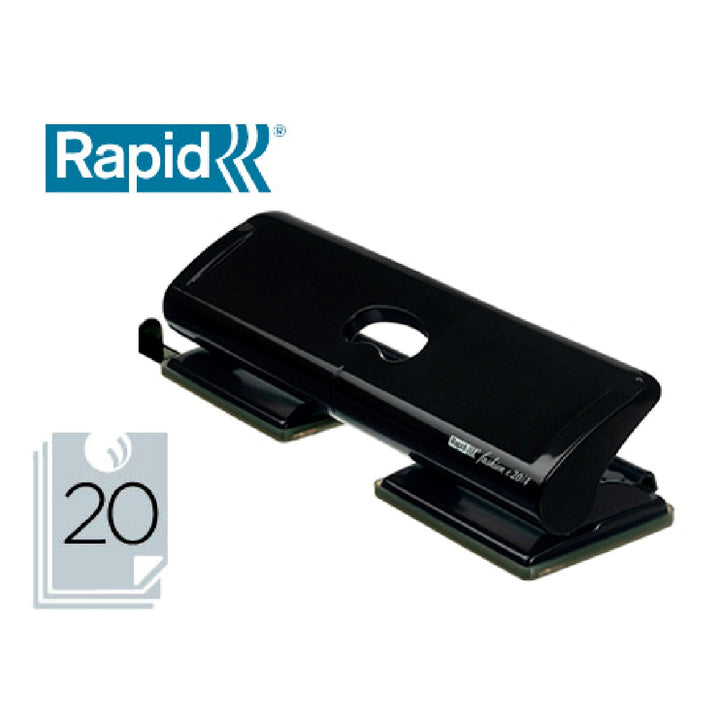RAPID - Taladrador Rapid Fashion Fc20/4 Metalico Color Negro 4 Taladros Capacidad 20 Hojas