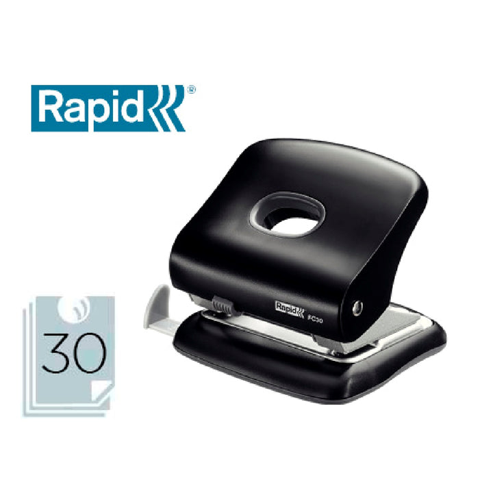 RAPID - Taladrador Rapid Fc30 Plastico Color Negro Capacidad 30 Hojas