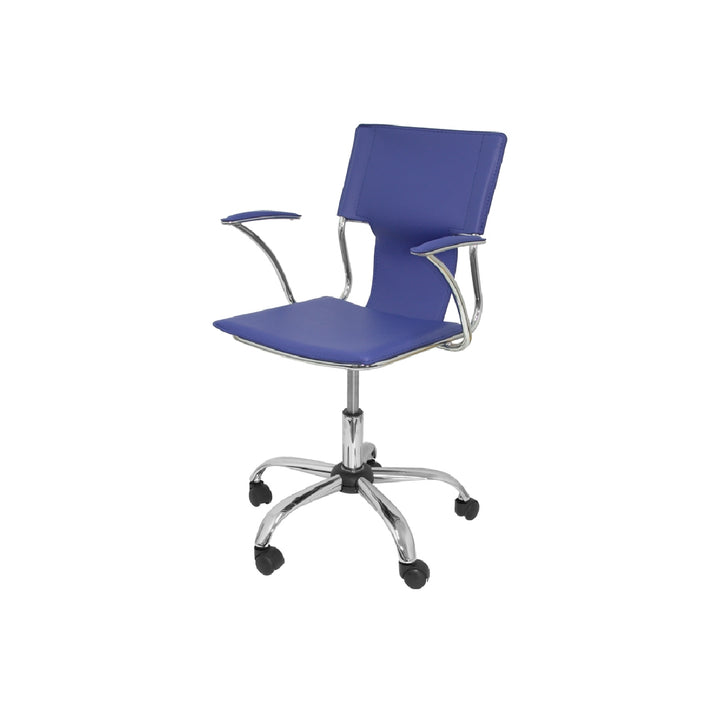 PIQUERAS Y CRESPO - Silla Giratoria Pyc Respaldo Medio Regulable en Altura Similpiel Azul 860+90x480x440 mm