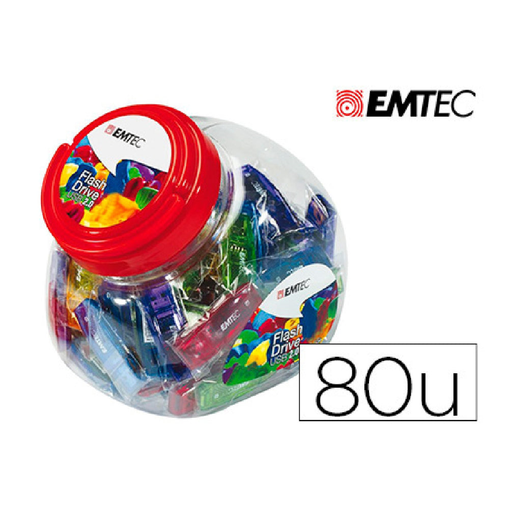 EMTEC - Memoria Usb Emtec Flash 32gb 2.0 Bombonera 80 Unidades Colores Surtidos