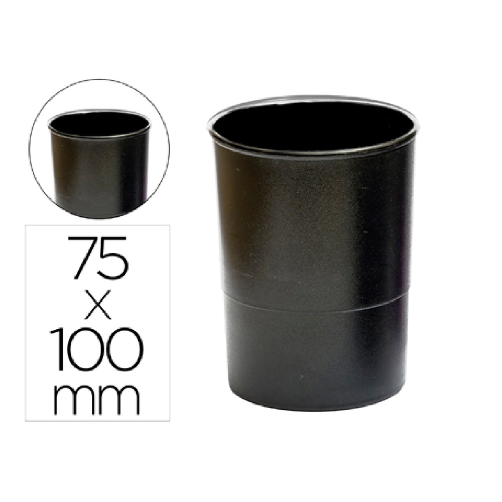 Q-CONNECT - Cubilete Portalapices Q-Connect Negro Opaco Plastico 100% Reciclado Redondo Diametro 75 mm Alto 100 mm