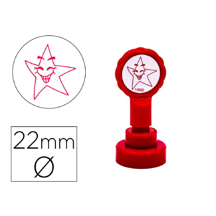 ARTLINE - Sello Artline Emoticono Estrella Color Rojo 22 mm Diametro