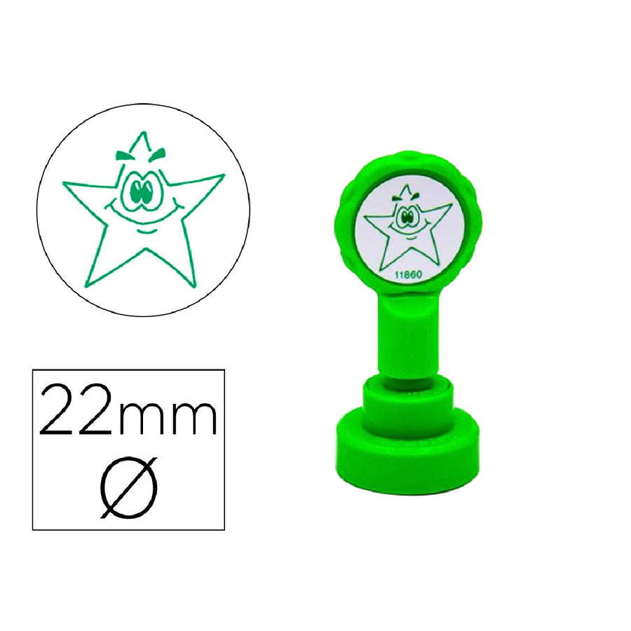 ARTLINE - Sello Artline Emoticono Estrella Color Verde 22 mm Diametro