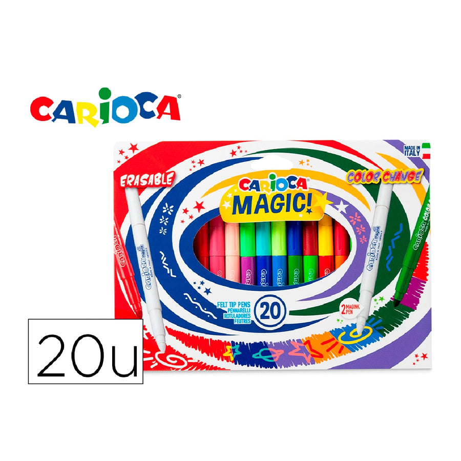 CARIOCA - Rotulador Carioca Magic Borrable Caja de 20 Unidades Colores Surtidos