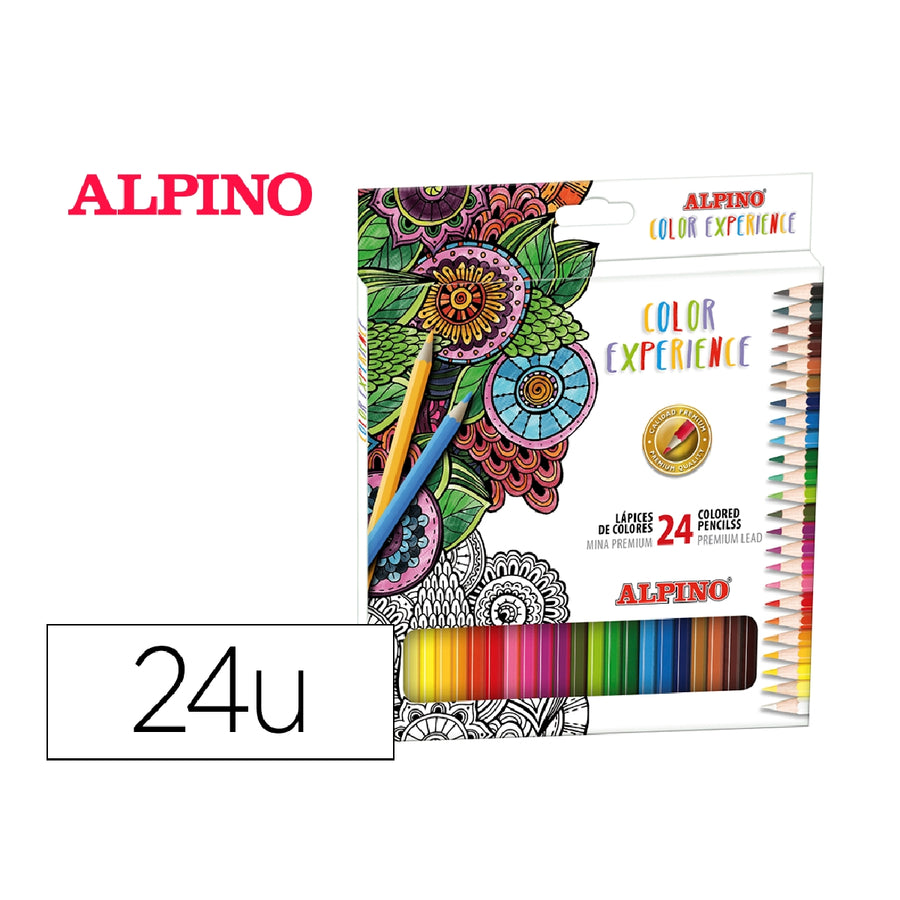 ALPINO - Lapices de Colores Alpino Experience Mina Premium 3.3 mm Caja Carton de 24 Unidades Colores