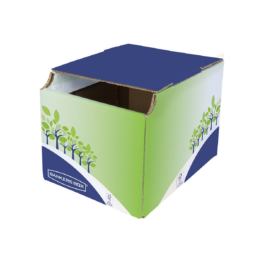 FELLOWES - Contenedor Papelera Reciclaje Fellowes Sobremesa Carton 100% Reciclado Montaje Manual Entrada Frontal y Tapa