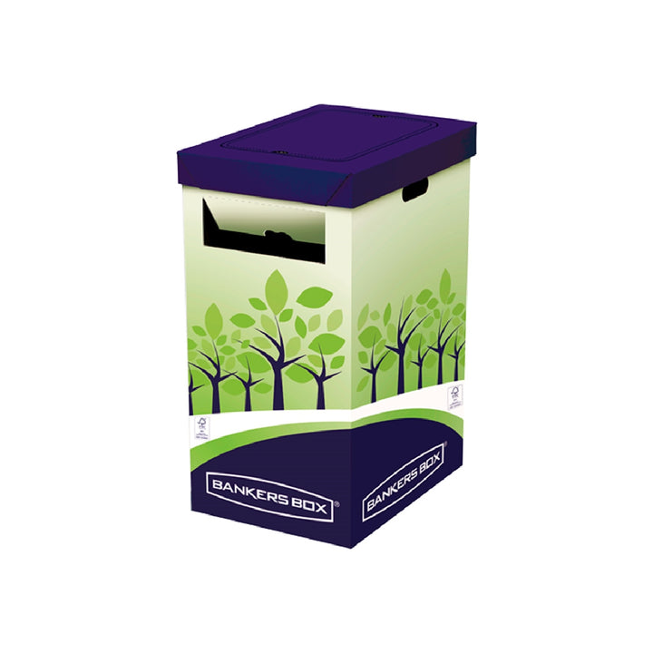 FELLOWES - Contenedor Papelera Reciclaje Fellowes Carton Doble 100% Reciclado Montaje Manual Entrada Superior 69 Litros