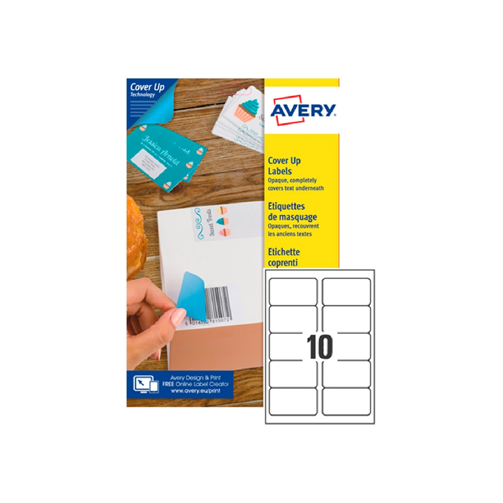 AVERY - Etiqueta Adhesiva Cubriente Avery Permanente Para Impresora Laser Blanca 99.1x57 mm Caja de 250 Unidades