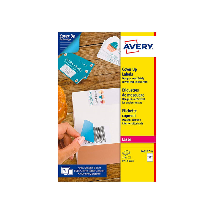 AVERY - Etiqueta Adhesiva Cubriente Avery Permanente Para Impresora Laser Blanca 99.1x57 mm Caja de 250 Unidades