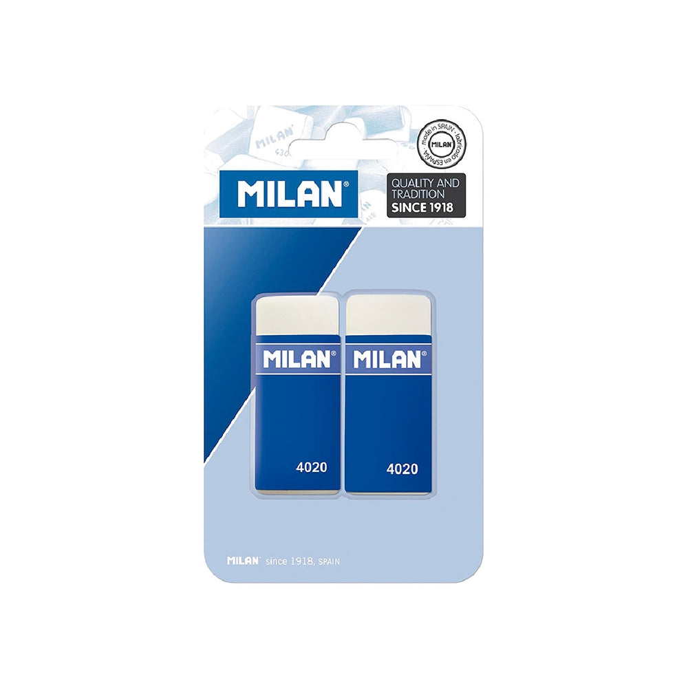 MILAN - Goma de Borrar Milan 4020 Miga de Pan Blister de 2 Unidades