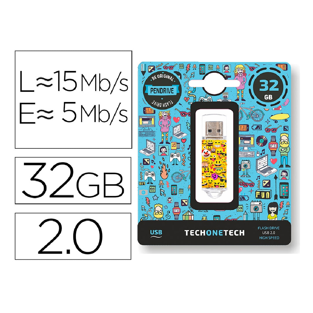 TECH ON TECH - Memoria Usb Tech ON Tech Emojitech Emojis 32 GB