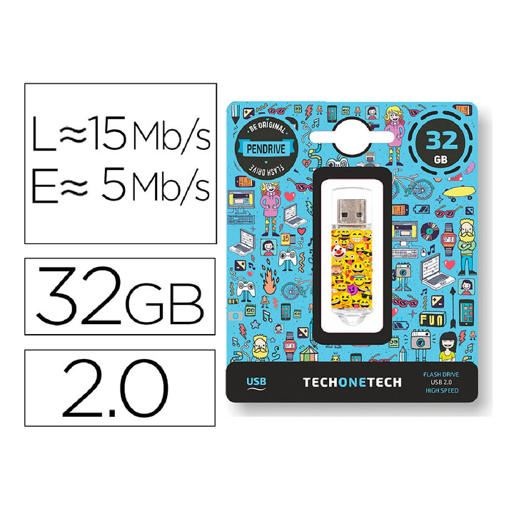 TECH ON TECH - Memoria Usb Tech ON Tech Emojitech Emojis 32 GB