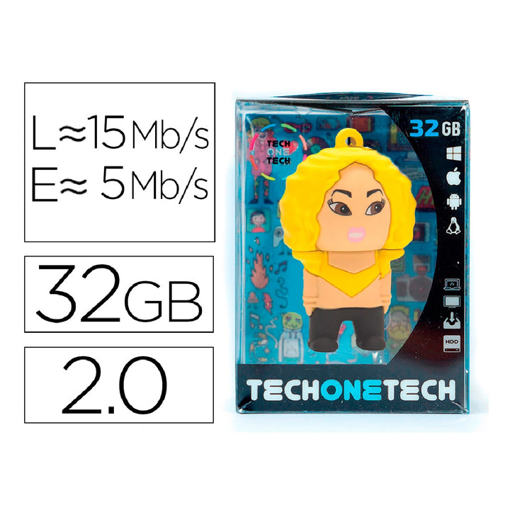 TECH ON TECH - Memoria Usb Tech ON Tech Shasha Kira 32 GB