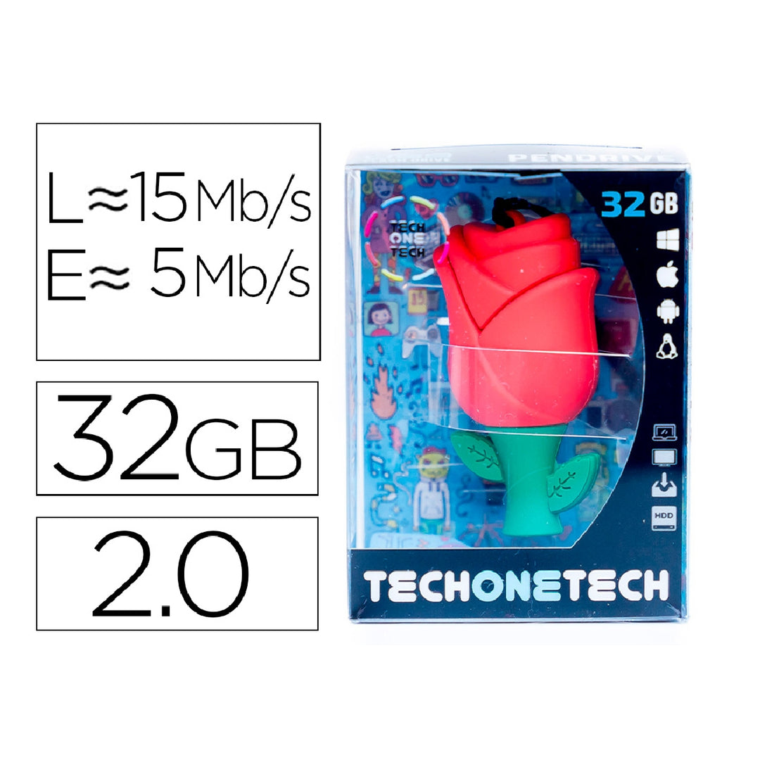 TECH ON TECH - Memoria Usb Tech ON Tech Rosa One 32 GB