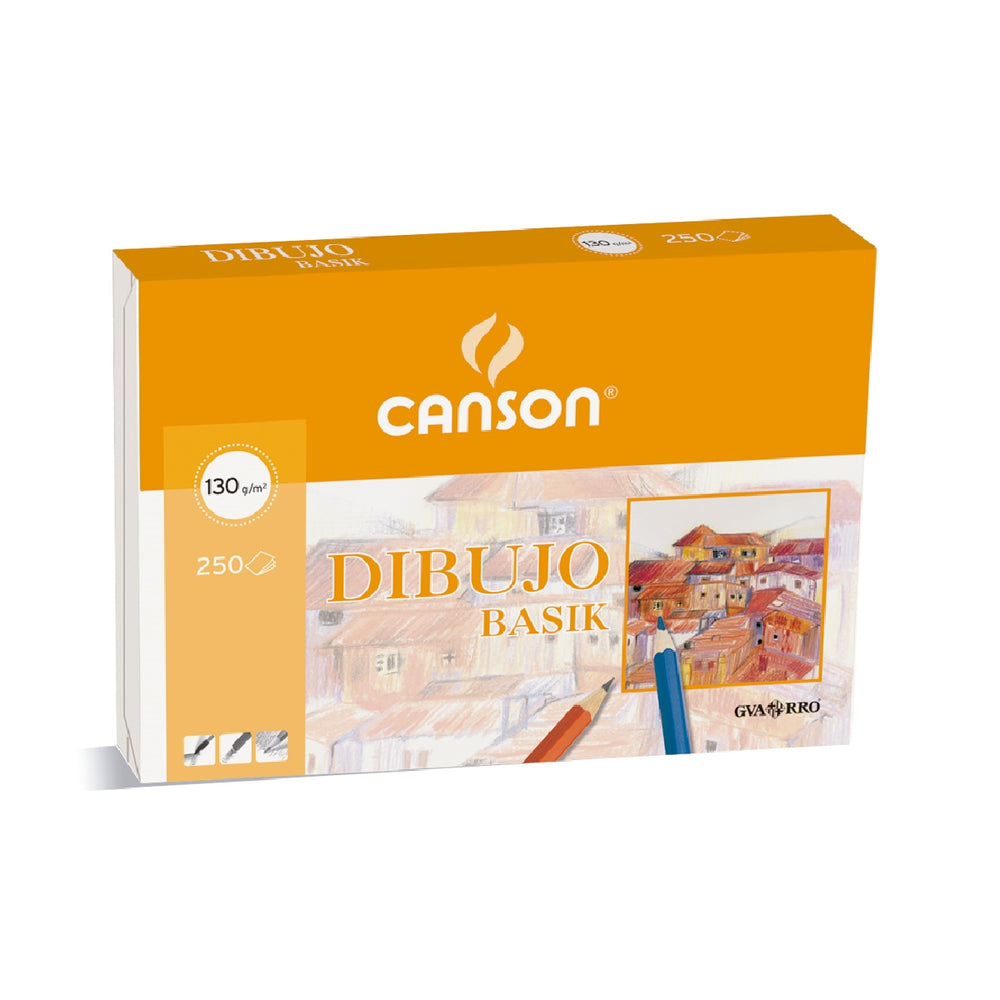 CANSON - Papel Dibujo Basik 23x32.5 cm 130 GR Con Recuadro