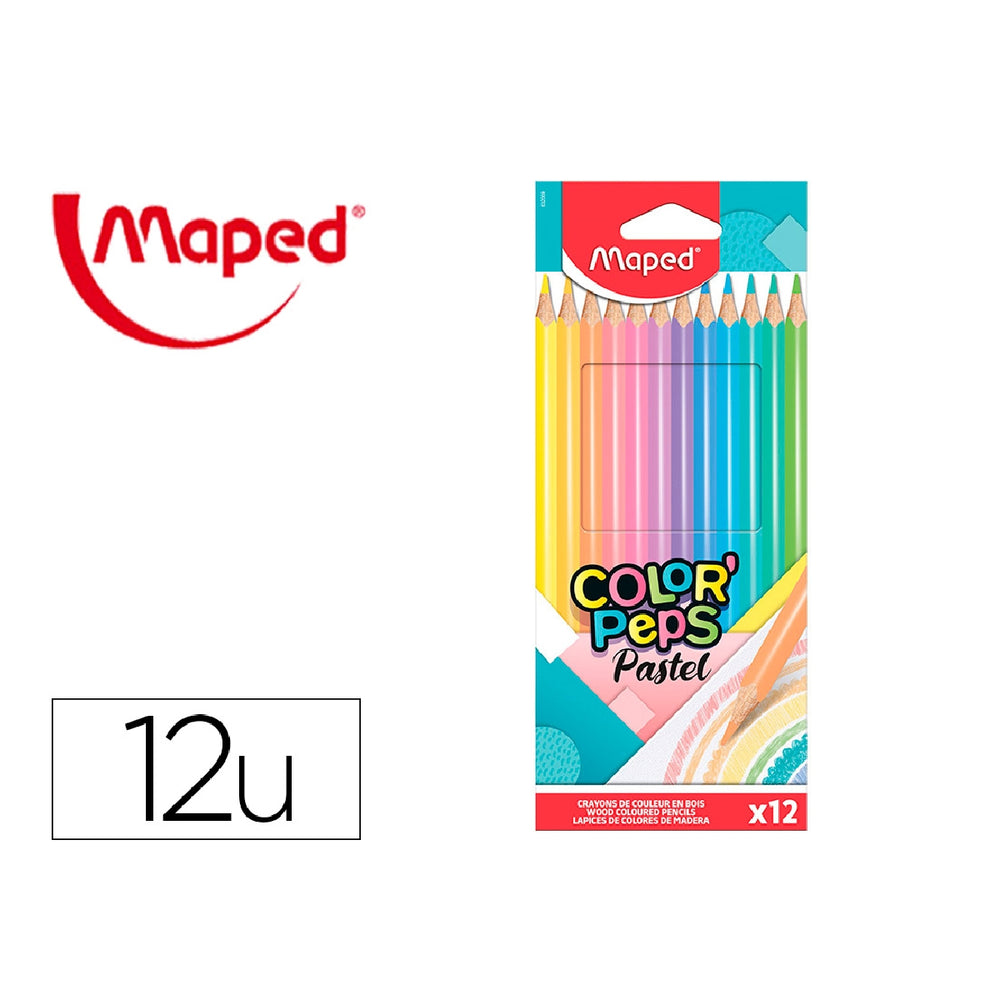 MAPED - Lapices de Colores Maped Color Peps Caja de 12 Colores Pastel Surtidos