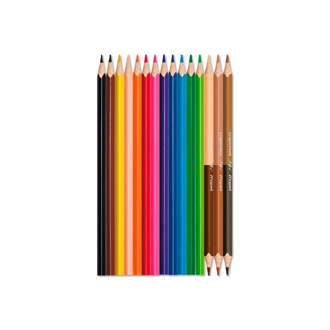 HEXAGONAL - Lapices de Colores Maped Color Peps World Caja de 12 Colores Surtidos + 3 Duo Tonos de Piel