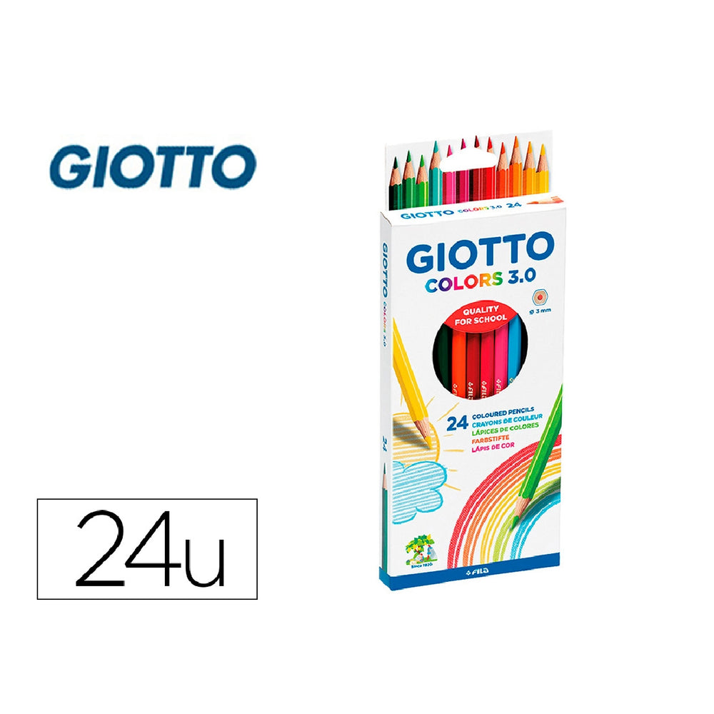 MADERA - Lapices de Colores Giotto Colors 3.0 Mina 3 mm Caja de 24 Colores Surtidos