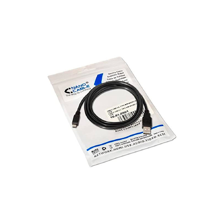 NANOCABLE - Cable Usb Nanocable 2.0 Tipo A/M-Micro Usb B/M Color Negro Longitud 0.8 M