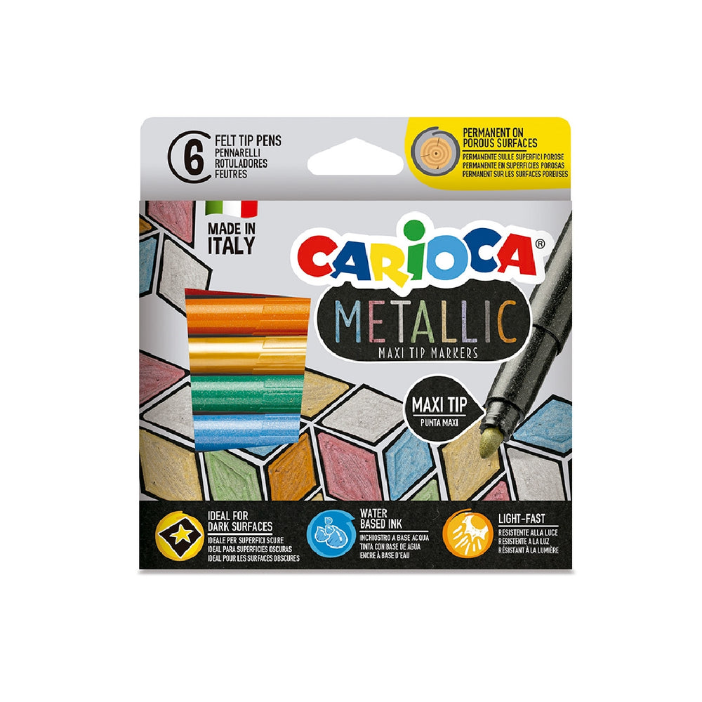 CARIOCA - Rotulador Carioca Metallic Punta Maxi 6 mm Caja de 6 Colores Surtidos