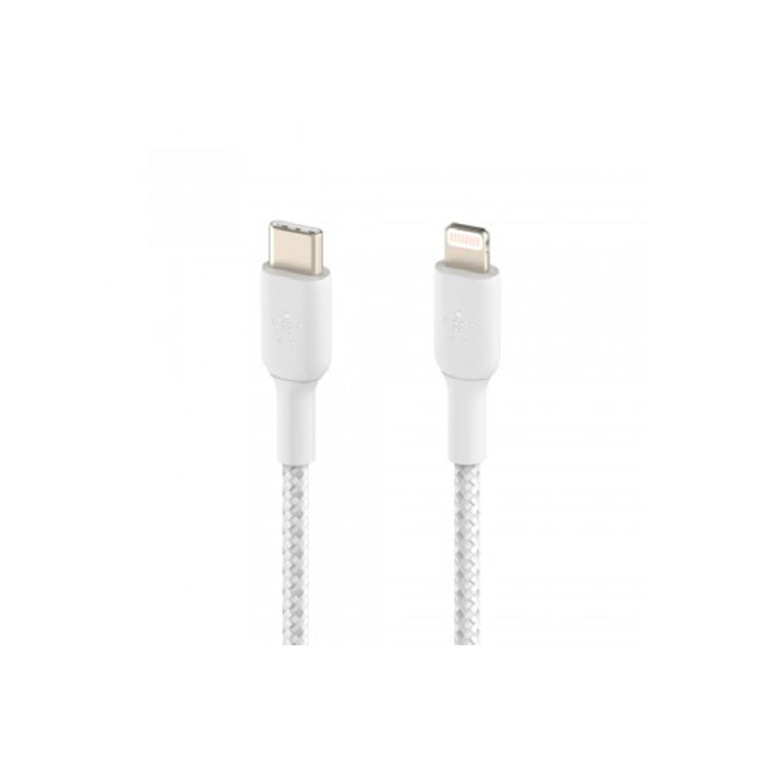 BELKIN - Cable Trenzado Belkin Caa004bt1mwh Usb-C a Lightning Boost Charge Largo 1 M Color Blanco