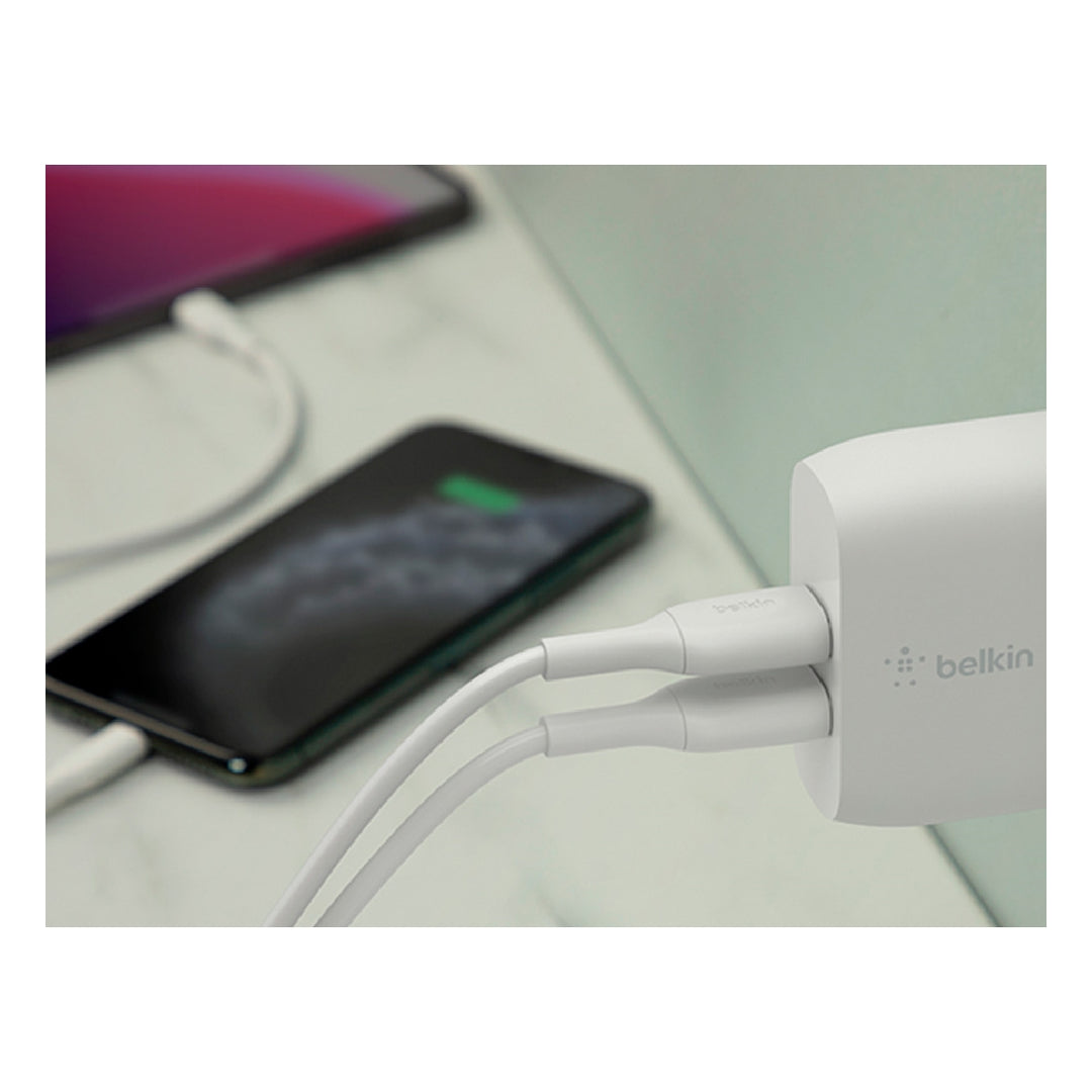 BELKIN - Cargador Domestico Belkin Wcb002vfwh Doble Usb-A Boost Charge 12wx2 Color Blanco
