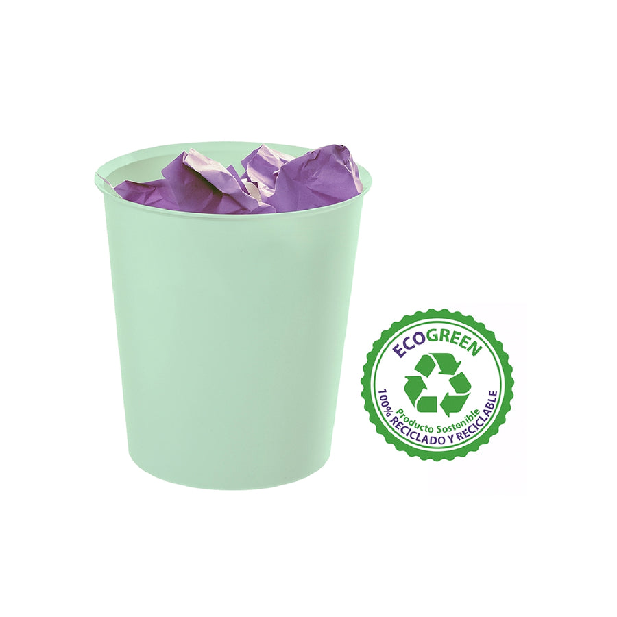 ARCHIVO 2000 - Papelera Plastico Archivo 2000 Ecogreen 100% Reciclada 18 Litros Color Verde Pastel