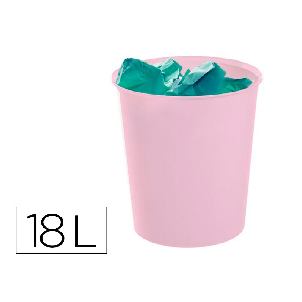 ARCHIVO 2000 - Papelera Plastico Archivo 2000 Ecogreen 100% Reciclada 18 Litros Color Rosa Pastel