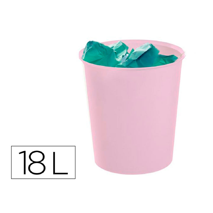 ARCHIVO 2000 - Papelera Plastico Archivo 2000 Ecogreen 100% Reciclada 18 Litros Color Rosa Pastel