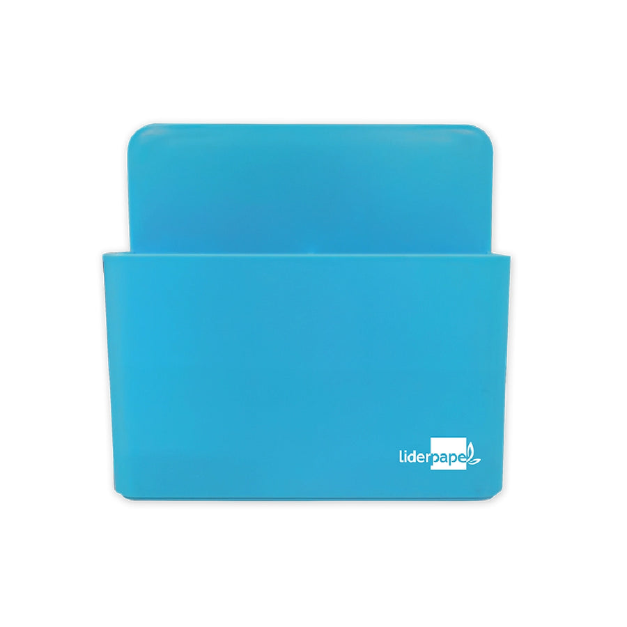 LIDERPAPEL - Cubilete Portalapices Liderpapel Azul Claro Opaco Plastico Magnetico 125x75x40 mm
