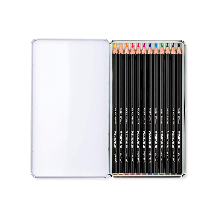 STAEDTLER - Lapices de Colores Staedtler Super Soft Caja Metal de 12 Colores Surtidos