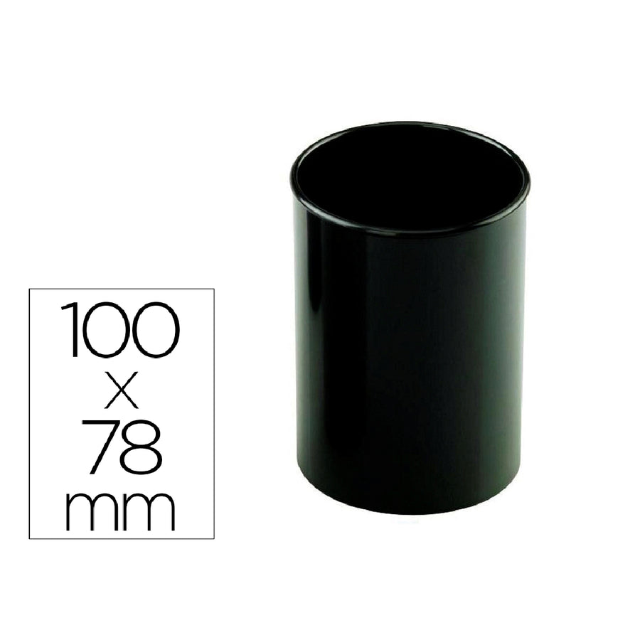 FAIBO - Cubilete Portalapices Faibo Negro Opaco Plastico Reciclado Diametro 78 mm Alto 100 mm Alto