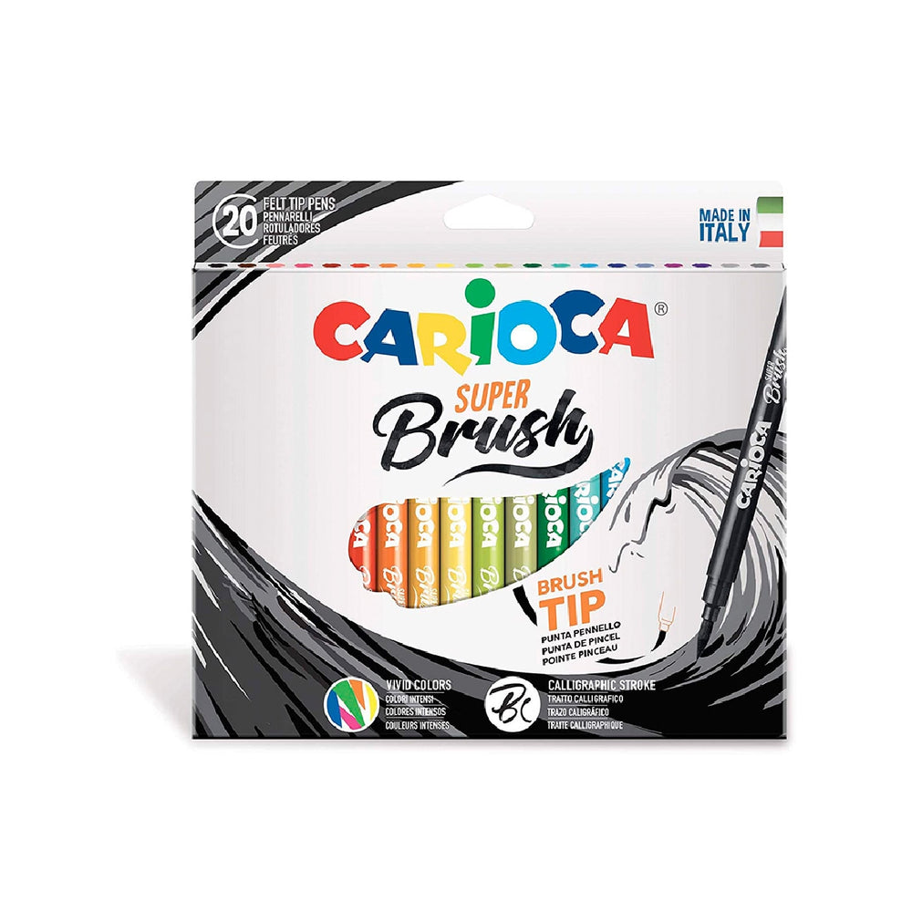 CARIOCA - Rotulador Carioca Punta de Pincel Lavable Caja de 20 Unidades Colores Surtidos