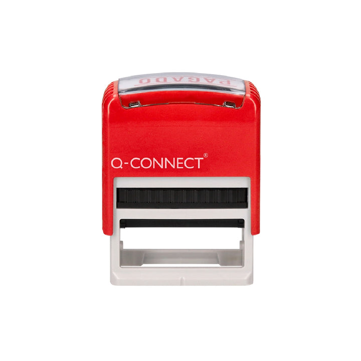 Q-CONNECT - Sello Entintado Automatico Q-Connect Pagado Almohadilla 14x38 mm Color Rojo