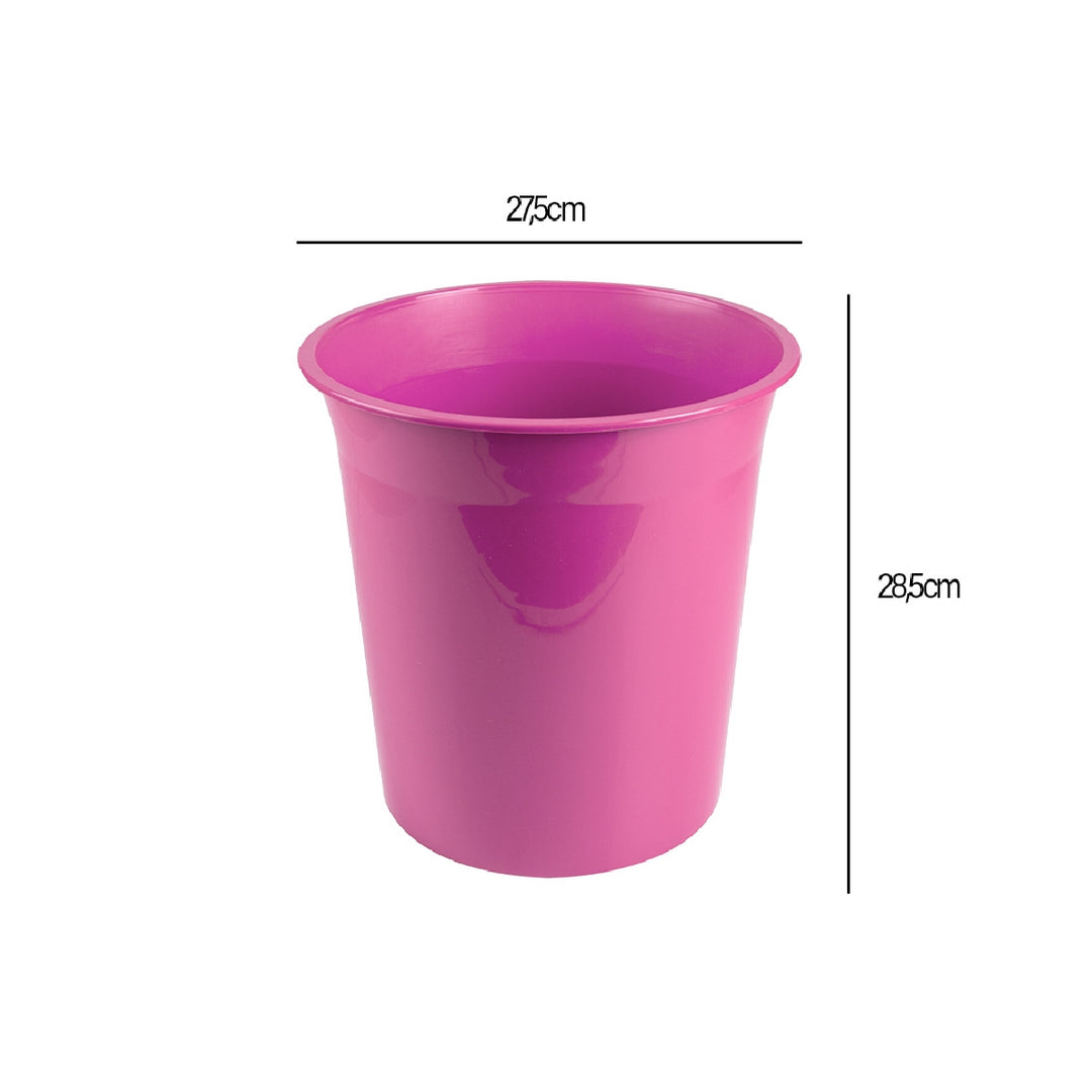 LIDERPAPEL - Papelera Plastico Liderpapel Rosa Opaco 13 Litros 275x285 mm