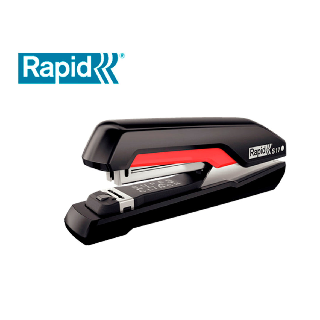 RAPID - Grapadora Rapid S17 Fullstrip Plastico Capacidad de Grapado 30 Hojas Usa Grapas 24/6 y 26/6 Color Negro/Rojo