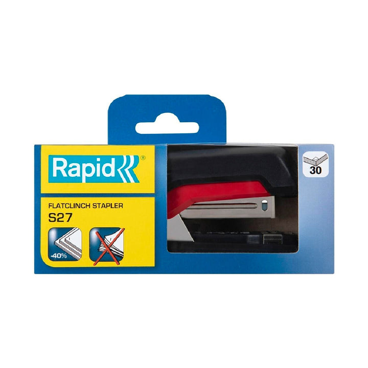 RAPID - Grapadora Rapid S27 Fullstrip Plastico Capacidad de Grapado 30 Hojas Usa Grapas 24/6 y 26/6 Color Negro/Rojo