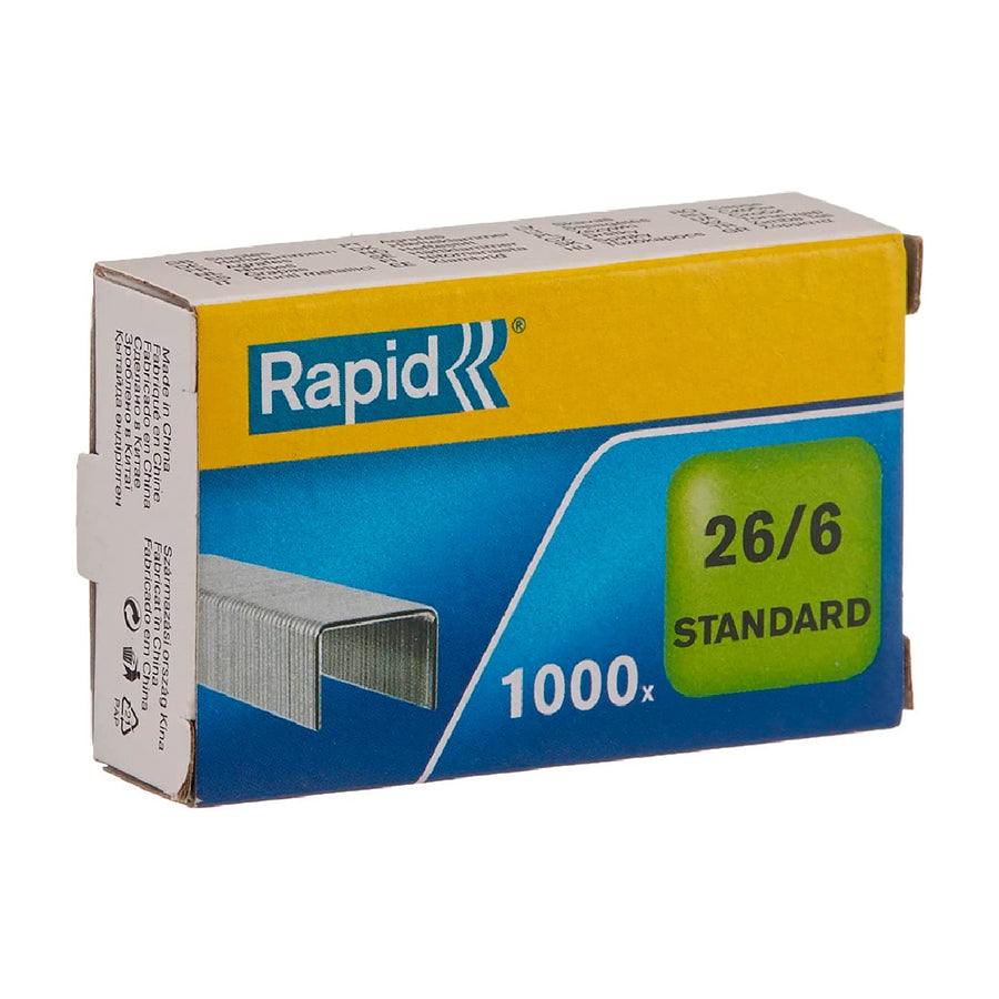 RAPID - Grapas Rapid 26/6 mm Galvanizada Caja de 1000 Unidades