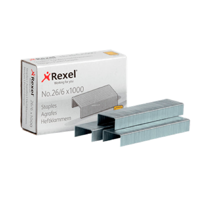REXEL - Grapas Rexel 26/6 mm Galvanizada Caja de 1000 Unidades