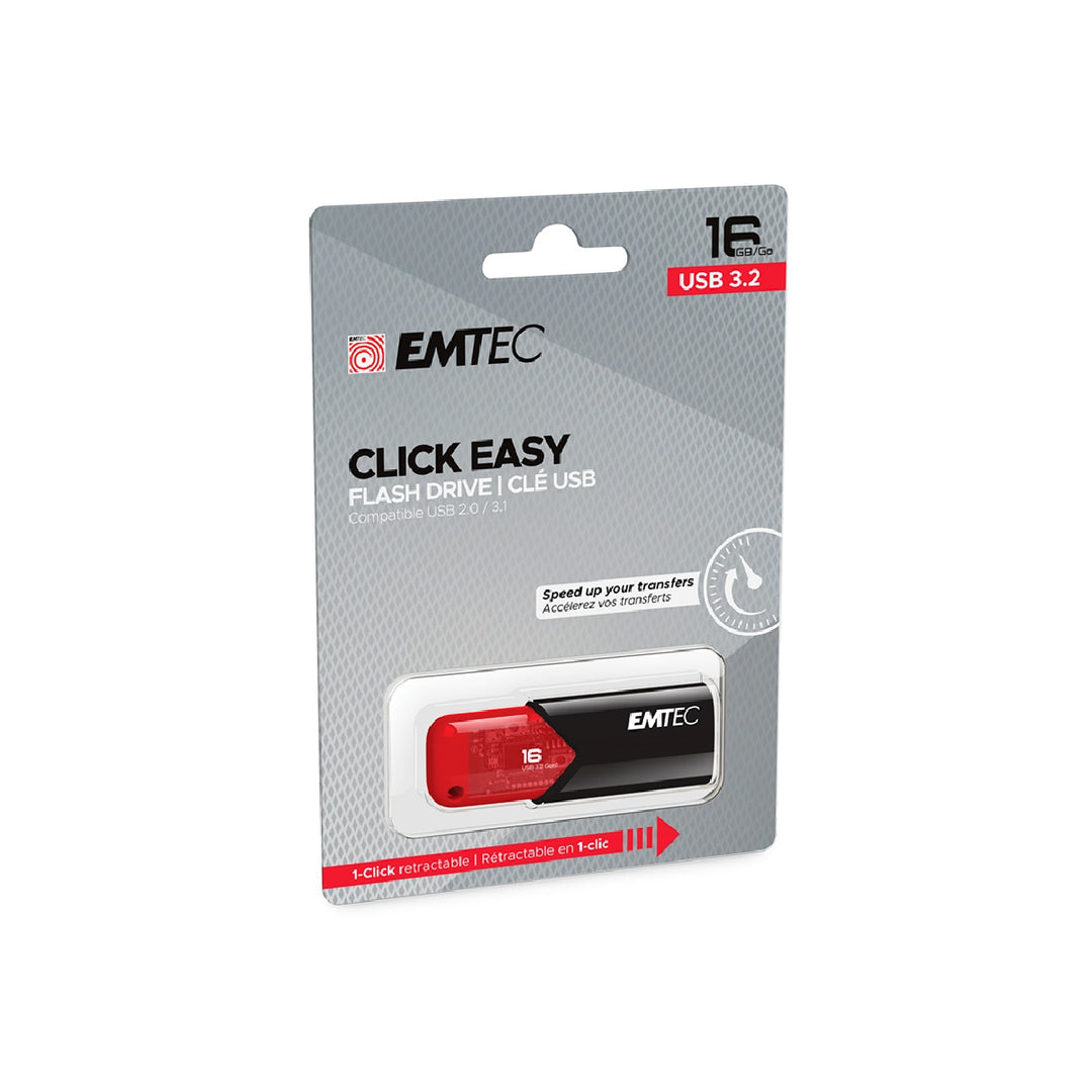 EMTEC - Memoria Emtec Usb 3.2 Click Easy 16 GB Rojo