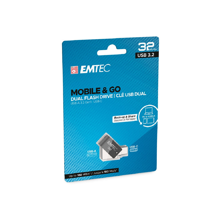 EMTEC - Memoria Emtec Usb 3.2 Dual Mobile & GO Type-C /Usb 32 GB