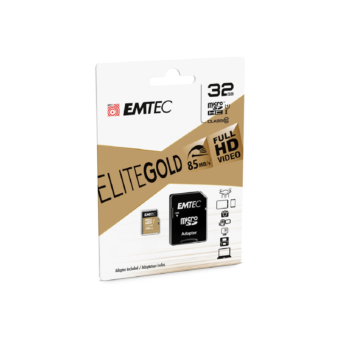 EMTEC - Memoria SD Micro Emtec Class 10 Gold Con Adaptador 32 GB