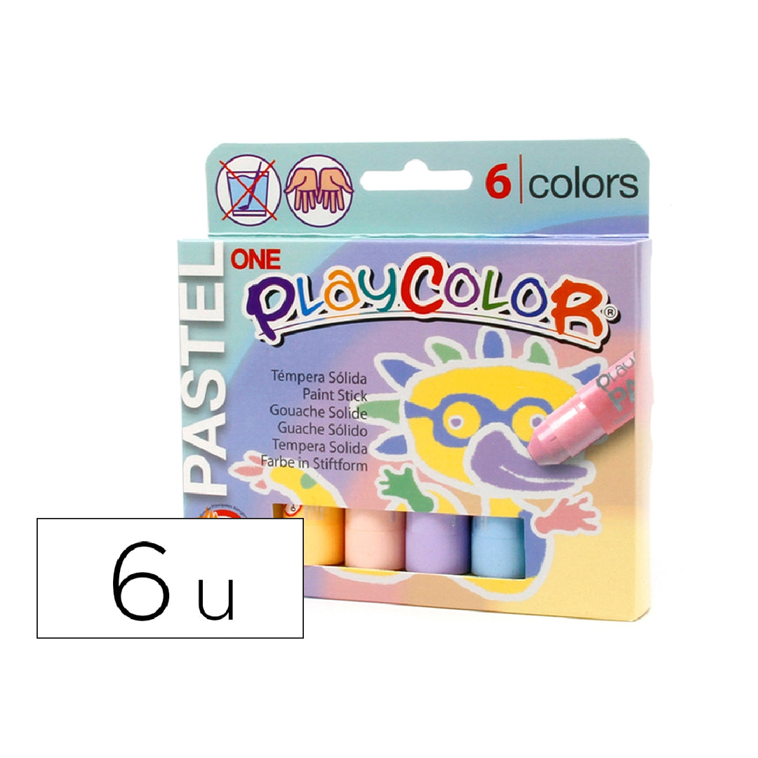 INSTANT - Tempera Solida en Barra Playcolor Pastel One Caja de 6 Unidades Colores Surtidos