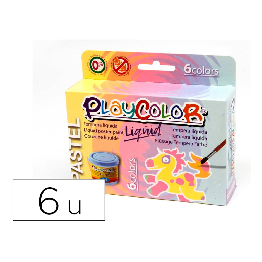 INSTANT - Tempera Liquida Playcolor Liquid Pastel 40 ML Caja de 6 Unidades Colores Surtidos