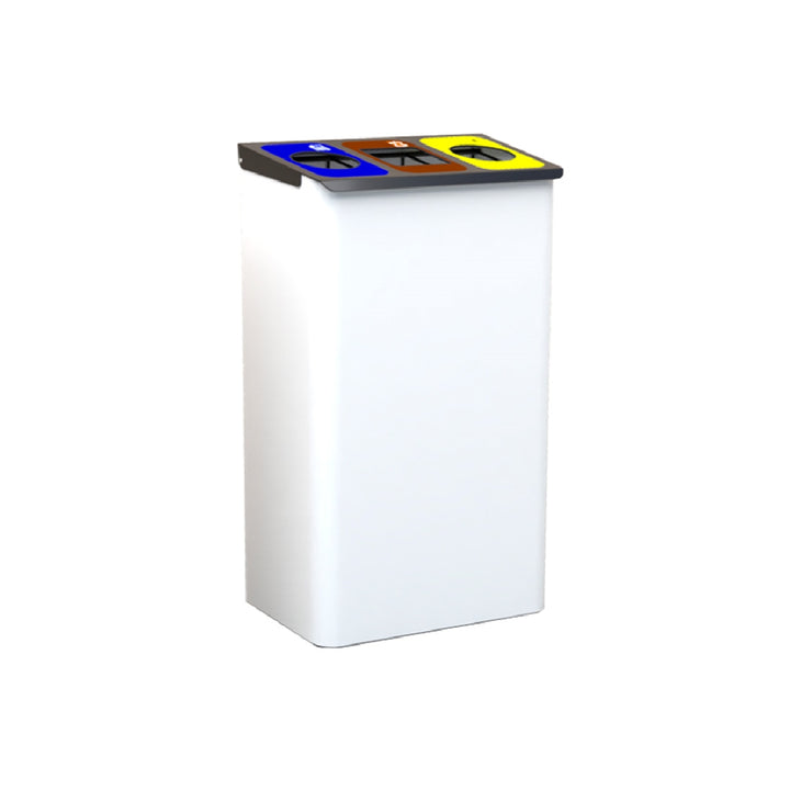 SIE - Papelera Metalica Sie Para Reciclaje Con 3 Departamentos 108 Litros Color Blanco 830x500x260 mm