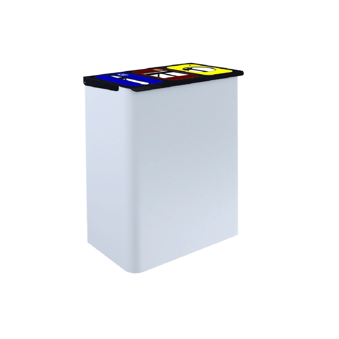 SIE - Papelera Metalica Sie Para Reciclaje Con 3 Departamentos 108 Litros Color Blanco 830x500x260 mm