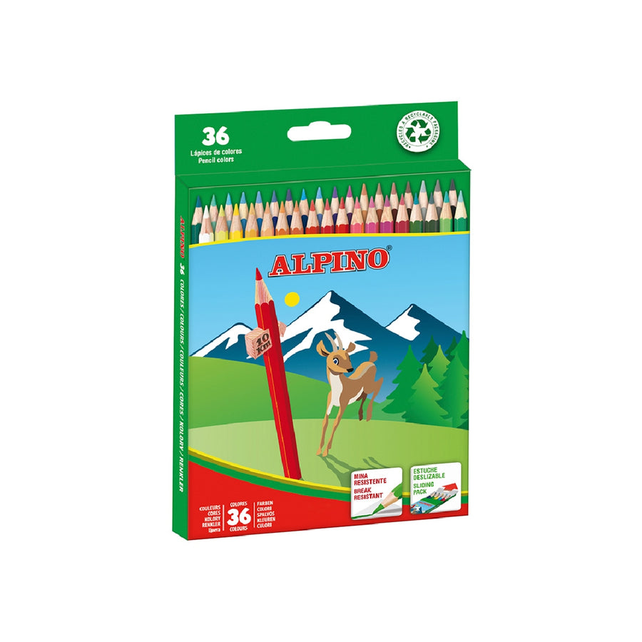 ALPINO - Lapices de Colores Alpino Caja 36 Unidades Colores Surtidos Largos