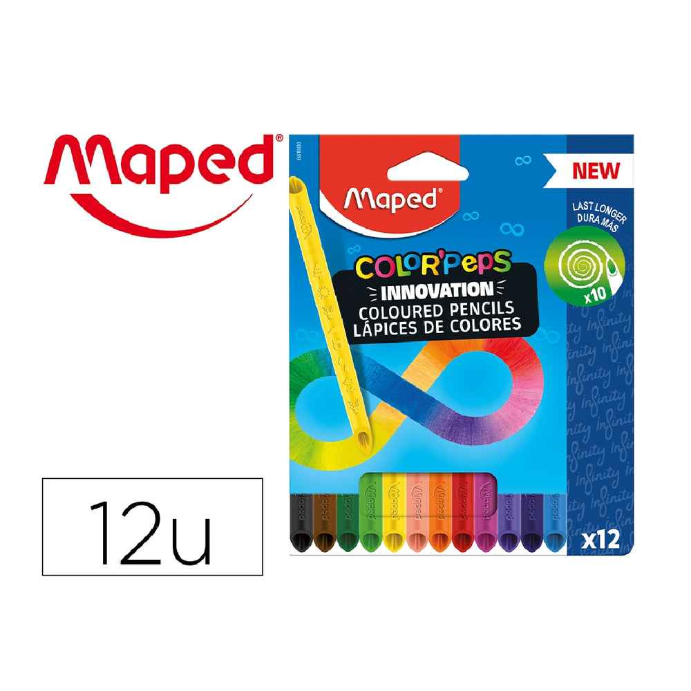 MAPED - Lapices de Colores Maped Color Peps Infinity Caja de 12 Colores Surtidos
