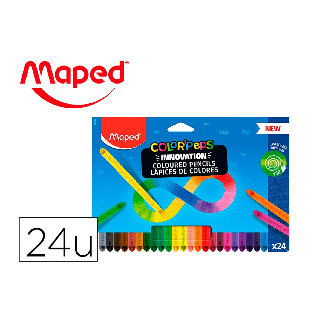 MAPED - Lapices de Colores Maped Color Peps Infinity Caja de 24 Colores Surtidos