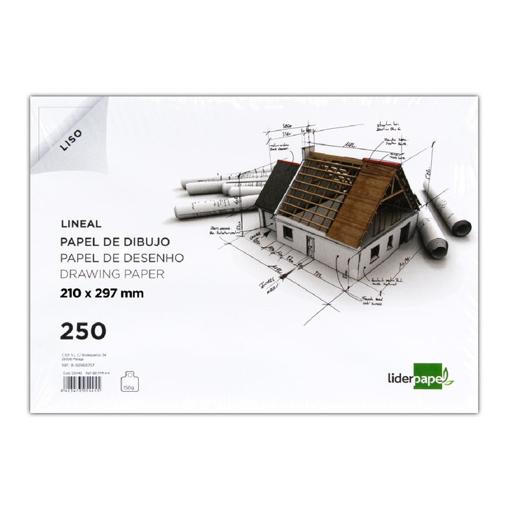 LIDERPAPEL - Papel Dibujo Liderpapel 210x297mm 150g/M2 Con Cajetin